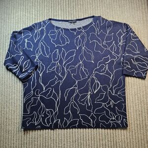 Lafayette 148 New York Women's Floral Jacquard Sweater Metallic Threading Size M